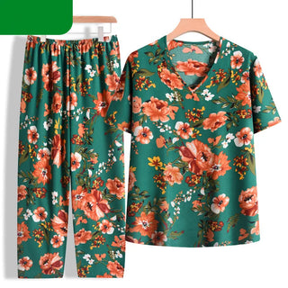 Women Vintage Printing Cotton Pajamas Set