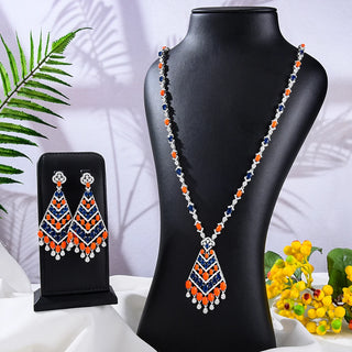 Missvikki Luxury Long Drop Necklace Earrings Jewelry Sets Super CZ for Noble Women Bridal Wedding Gorgeous Sparkling Best Gift