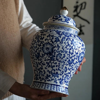 Decorative Floral Ceramic Storage Jar