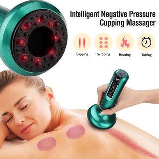 Electric Magnetic Cupping Massager Household Vacuum Negative Pressure with Heating Function for Meridian Dredging & Body Massage