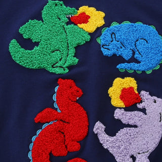 Playful Dinosaur Print Long Sleeve Sportwear