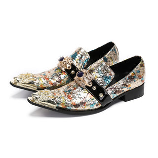 Real Leather Metal Pointed Toe Shoes