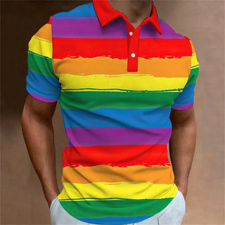 Graffiti Stripe Print Polo Shirt
