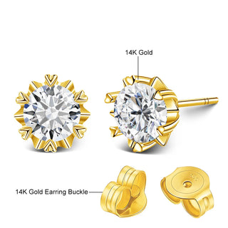 Diamond Snowflake 14K Gold Stud Earrings