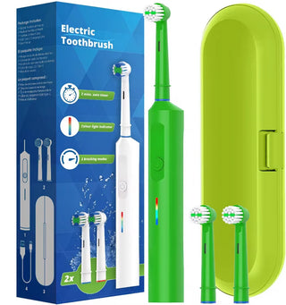 Rotating Electric Toothbrush 3 Modes USB Fast Rechargeable Rotary Electric Toothbrush with Travel Case 2 Brush Heads