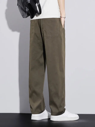 Summer Ultra-thin Lyocell Casual Pants Men's Elastic Waist for Loose Elastic Straight Fashion Comfortable Casual Trousers Male
