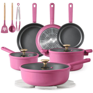 Kitchen 17 Pcs Nonstick Cookware Sets