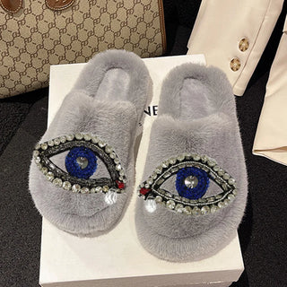 Plush Cotton Fashion Faux Fur Slippers