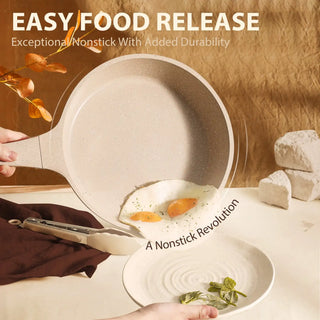 Non Stick Cookware Set, Nonstick Pots and Pans, 7Pcs Induction Kitchens Cookware Sets, Tan