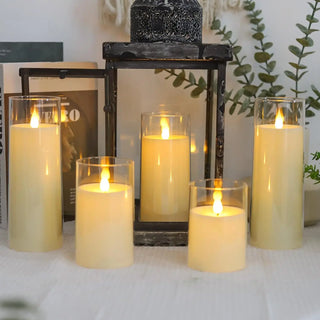 LED Flameless Electric Candles Lamp Acrylic Glass Tealight Lamps Battery Powered Flickering Fake Candle Wedding Christmas Decor