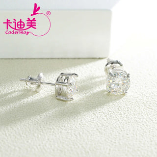 CADERMAY D VVS Moissanite 925 Sterling Silver Stud Charms Earrings With GRA Certificate For Women Girls Custom Fashion  Jewelry