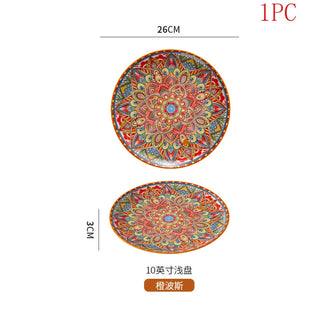 Bohemian Ceramic Plate Home Western Cuisine Plate Creative Cuisine Plate Restaurant