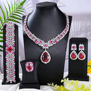 Missvikki Luxury Romantic 4PCS Waterdrop Crystal Jewelry Sets For Women Wedding Party Cubic Zirconia Dubai Bridal Fashion Trendy