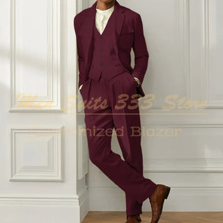 High Quality Single Breasted 3 Pcs Pants Suits