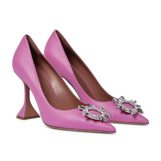 Sun Buckle Rhinestone Leather Shoes