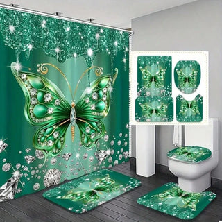 Glamorous Butterfly Print Bathroom Set