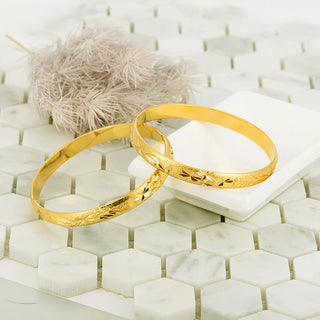 24k 8MM 6Pcs/Lot Dubai Gold Bangles for Women Men Color Ethiopian Bracelets African Jewelry Saudi Arabic Wedding Bride Gift