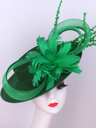 Burgundy Millinery Caps Headbands Accessories Imitation Sinamay Derby Cocktail Hat Women Bridal Hair Fascinator Feather Fancy