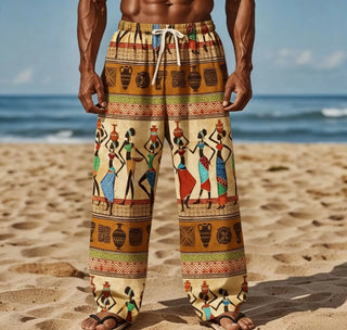 Elastic Waist Geometry Graphic Comfort Pants
