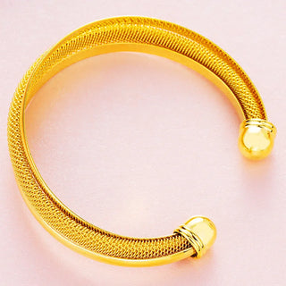 Luxury 24K 9999 Pure Gold real gold Mesh Open Bracelet Men's Bracelet