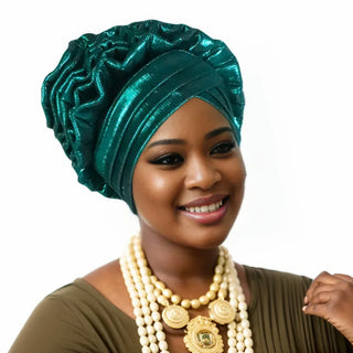 Party Headgear Ruffled Turban Cap for Women African Lady Head Wraps Nigeria Wedding Autogele Headtie