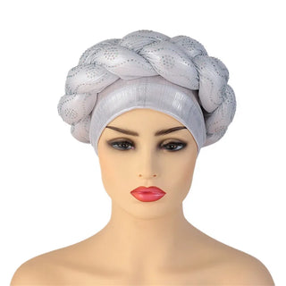 Glitter Diamonds Braids African Autogele Headtie Women Turban Cap Female Head Wraps