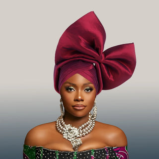 Exaggerated Big Bow Turban Cap African Women's Auto Gele Headtie Nigeria Wedding Geles Female Head Wraps Headpiece