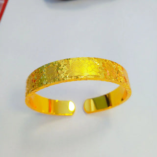 Adjustable Lotus 24K Ice Gold Open Bangle