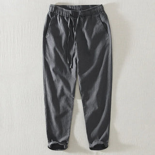 Drawstring Linen Ankle-length Casual Pants