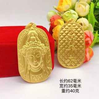Guanyin Plaque Style Light 24K Gold Pendant