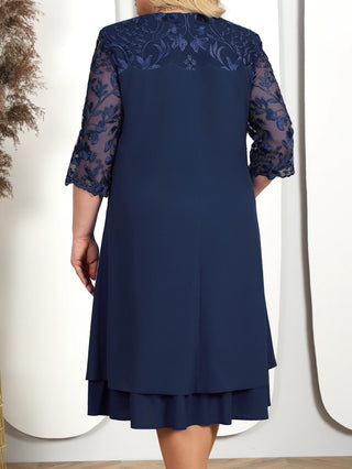 Plus Size Summer Dress Woman 2025 New Fashion Embroidery Patchwork Elegant Wedding Party Curvy Dresses