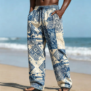 Ethnic Tribal Drawstring Wide Leg Pants