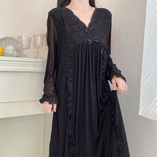 Women's Mesh Lace V-neck Nightgown