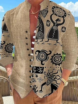 Men Vintage Ethnic Style Linen Shirt - Epictzar Intl.