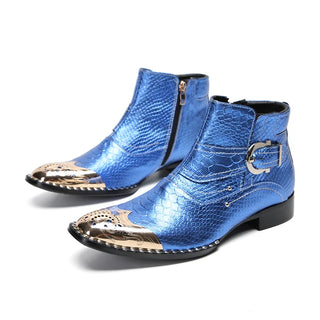 Luxury Genuine Leather Metal Toe Boots