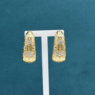 BELLUX Italy Vintage Style Classic 925 Silver Gold Plated Synthetic Zircon Light Luxury Earrings Fine Jewelry