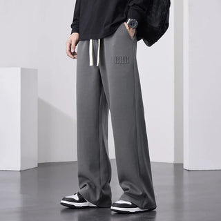 Men's Straight Sweatpants Wide Leg Cotton Track Pants Drawstring Letter Sports Baggy Pants Casual Long Trousers Big Size 8XL