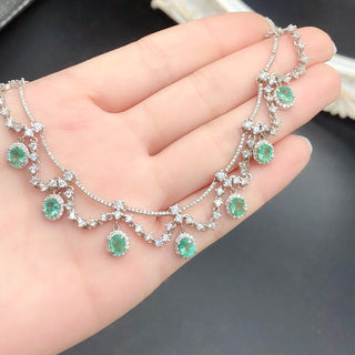 Natural Emerald Gemstone Engagement Necklace