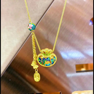 Ancient Enameled Pure Golden Necklace