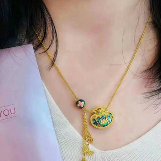 Ancient Enameled Pure Golden Necklace