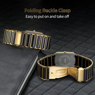 Luxury Rectangle Ceramic Quartz Wristwatch