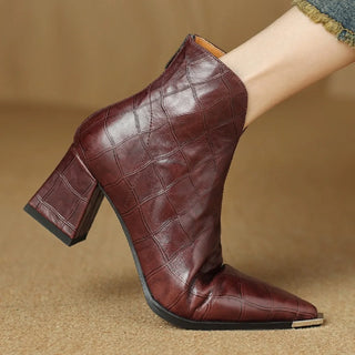 Pointed Toe Chunky Heel Boots