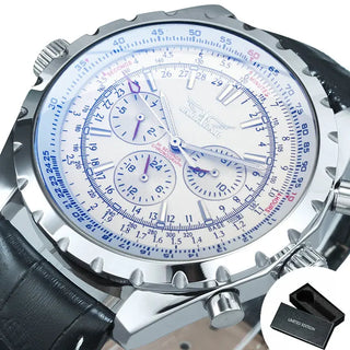 Luxury Leather Steel Band Automatic Watch