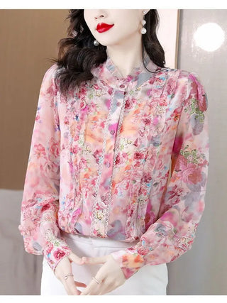 Stylish Floral Chiffon Blouse
