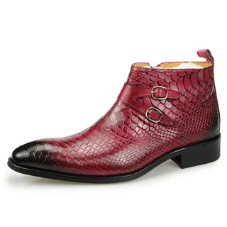 Snake Print Genuine Leather Ankle Boots
