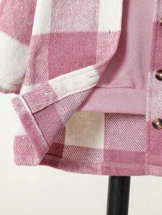 Baby girl autumn outfit sweet pink white plaid jacket hooded sweatshirt long pants three piece set daily street wear