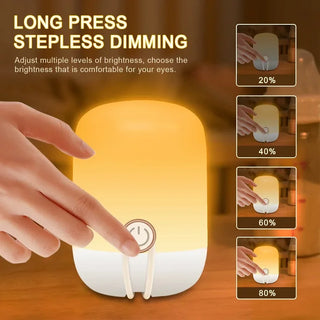 Portable LED Night Light Touch 3 Colors Dimmable Desk Lamp Rechargeable Bedside Eye Protection Reading Lamp Timed Ambient Light