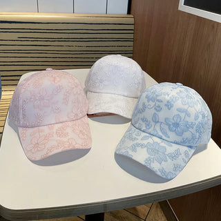 Baseball Cap Women Summer Korean Style Sunscreen Flower Printed Baseball Cap Casual Breathable Adjustable Sun Hat Visor Snapback
