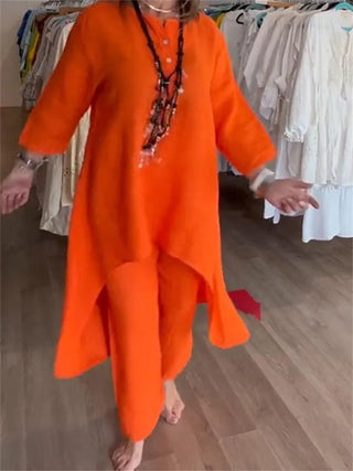 Long-sleeved Women Linen Suit