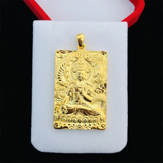 9999 24K real gold store same men's gold necklace pendant Guanyin gift luxury jewelry